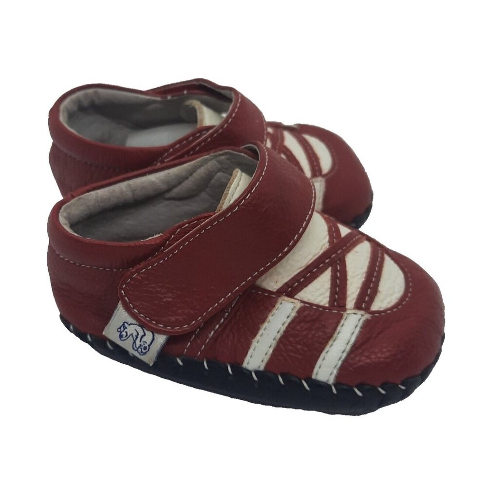 Pediped Baby Leather Red Mary Jane Dress Shoe Original Hook & Loop 0-6 M